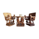 Dignitary armchairs in carved wood and table