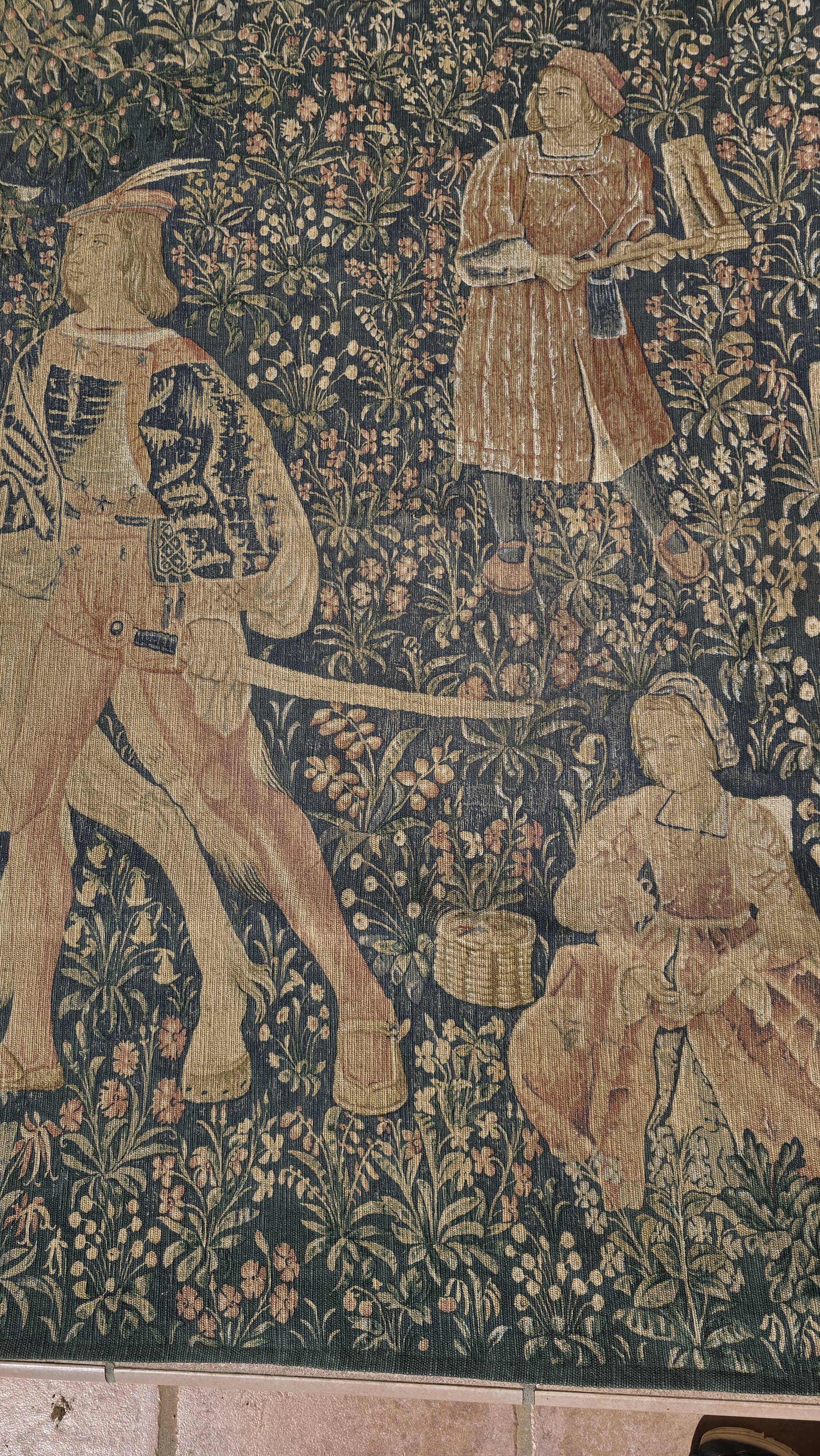 Noble Amazon Museum Tapestry, Hand-Printed Medieval Motif