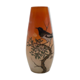Enamelled decorative vase signed GEM