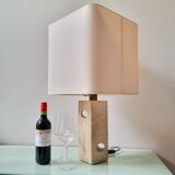 Sculpted travertine table lamp, italy 1970s