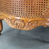 Antique Carved Sofa with Cane Sides , Czechoslovakia