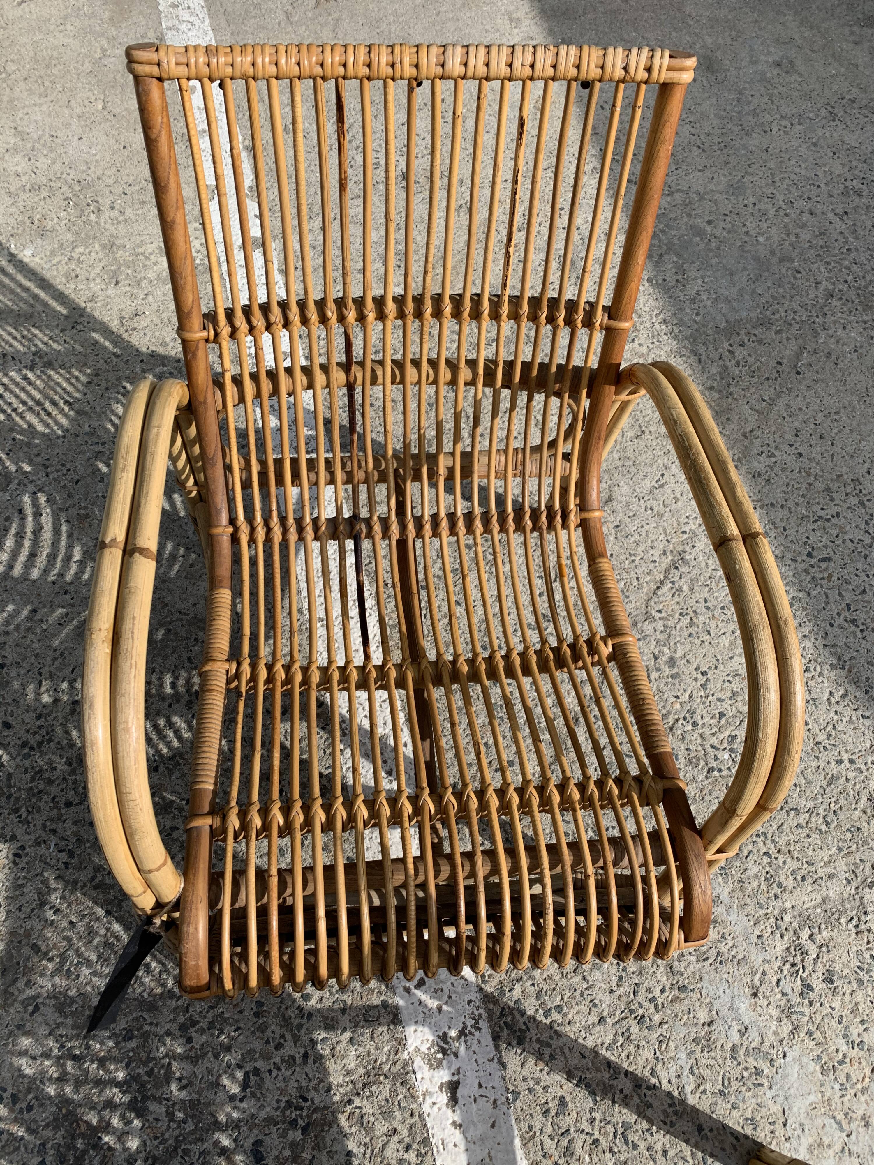 Lot de 3 fauteuils rotin Wengler