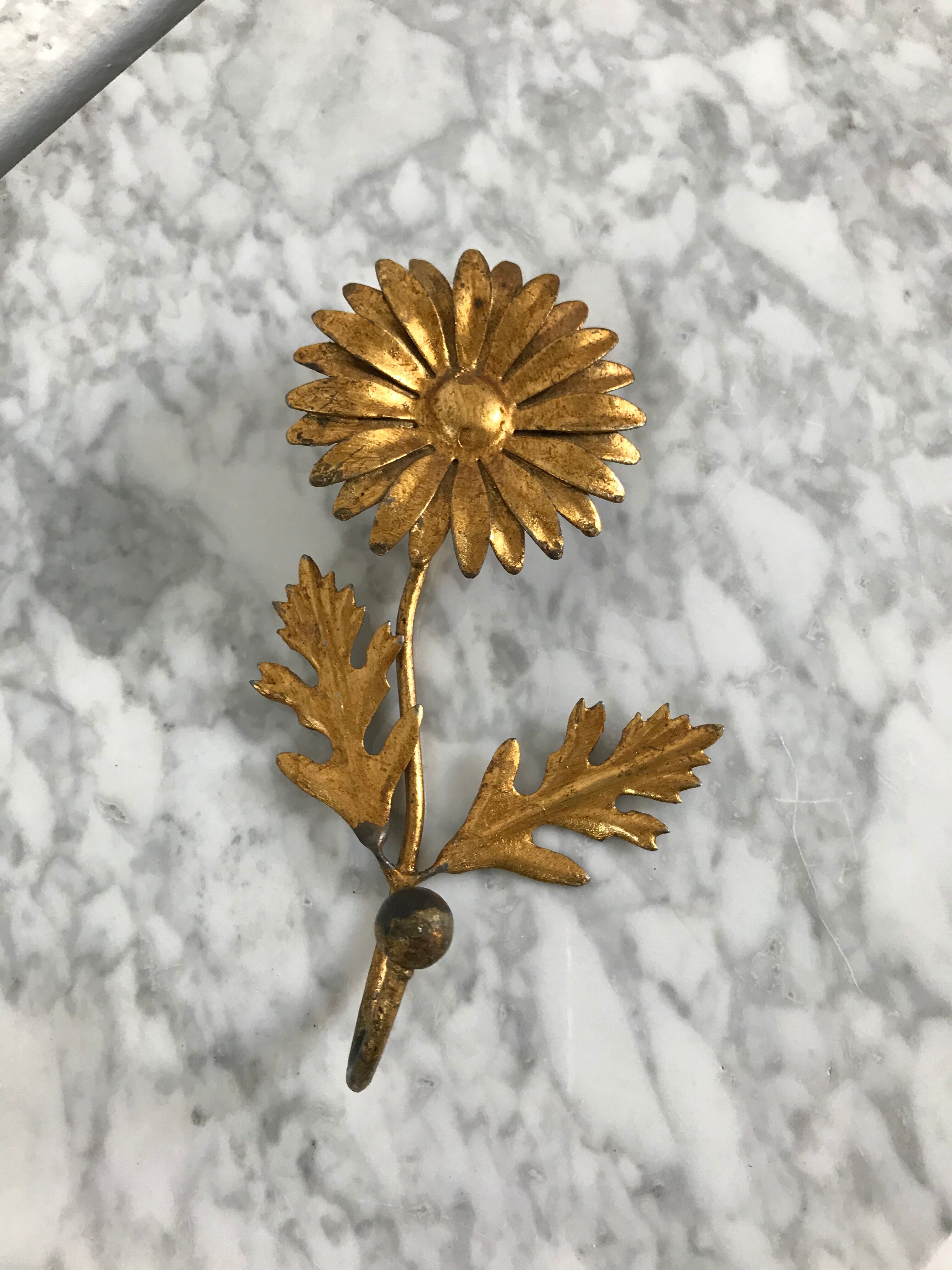 Brass flower patère