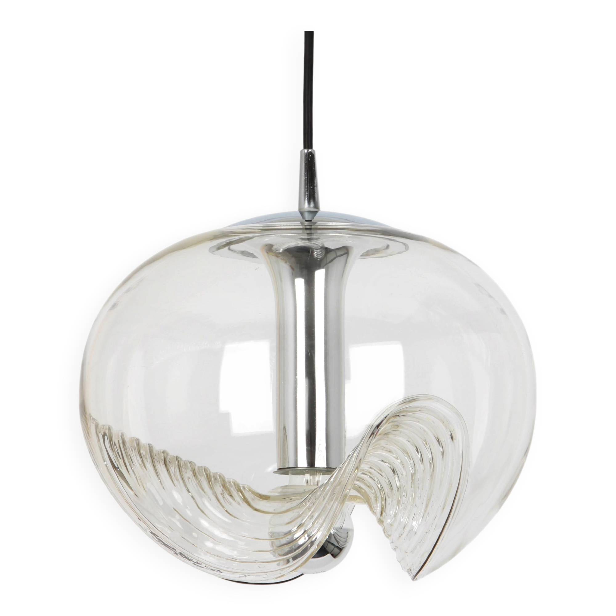 Transparent glass pendant designed by Koch & Lowy, Germany, 1970s