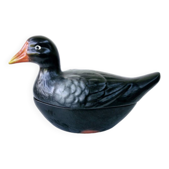 Terrine Vintage Ceramic Michel Caugant RARE Duck Black Water Hen France
