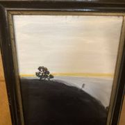 Oil painting - trees on the hill