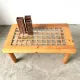 Scandinavian coffee table in solid pine and glass, 1970s