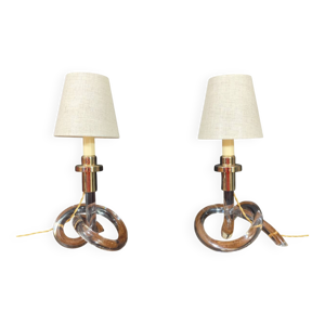 Paire de lampes « Bretzel - lucite