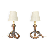 Pair of "Bretzel" lamps in lucite and brass, by Dorothy Thorpe (1901)