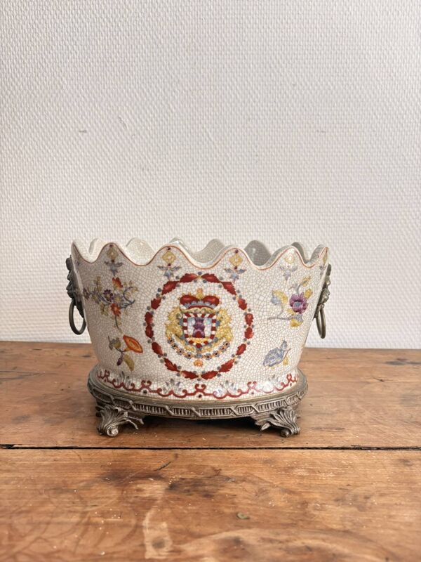 Ancien Jardinière Cache Pot Maison Samson 1866 XIXème Compagnie Indes