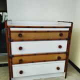 Rattan and bamboo chest of drawers, vintage