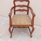 Antique Louis Philippe armchair with vintage rope seat