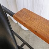 Vintage Niko Kralj Lounge Chair: Black Skai Leather & Wood Armrests