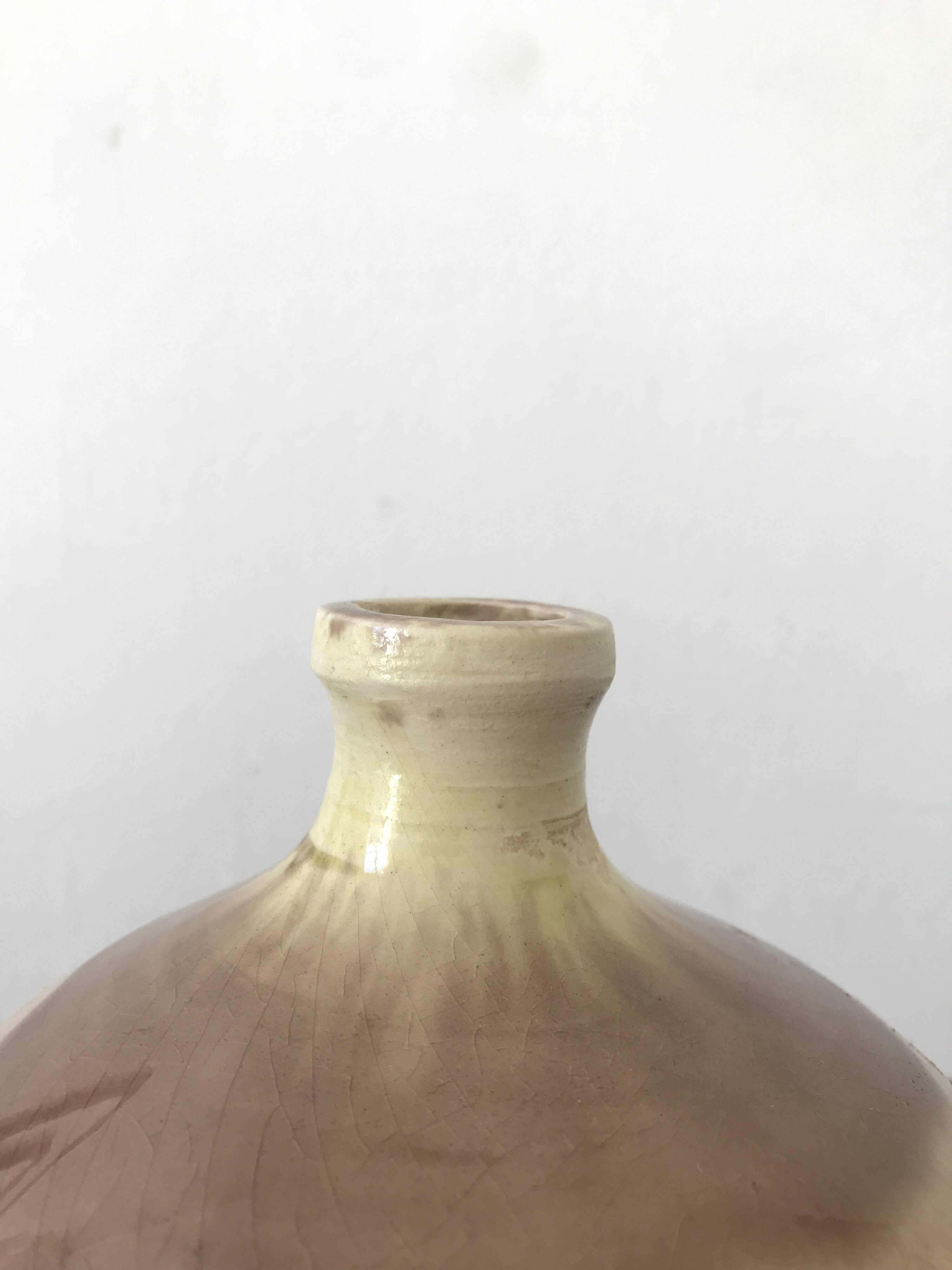 Artisanal ceramic ball vase lamp base, Laroquebrou pottery