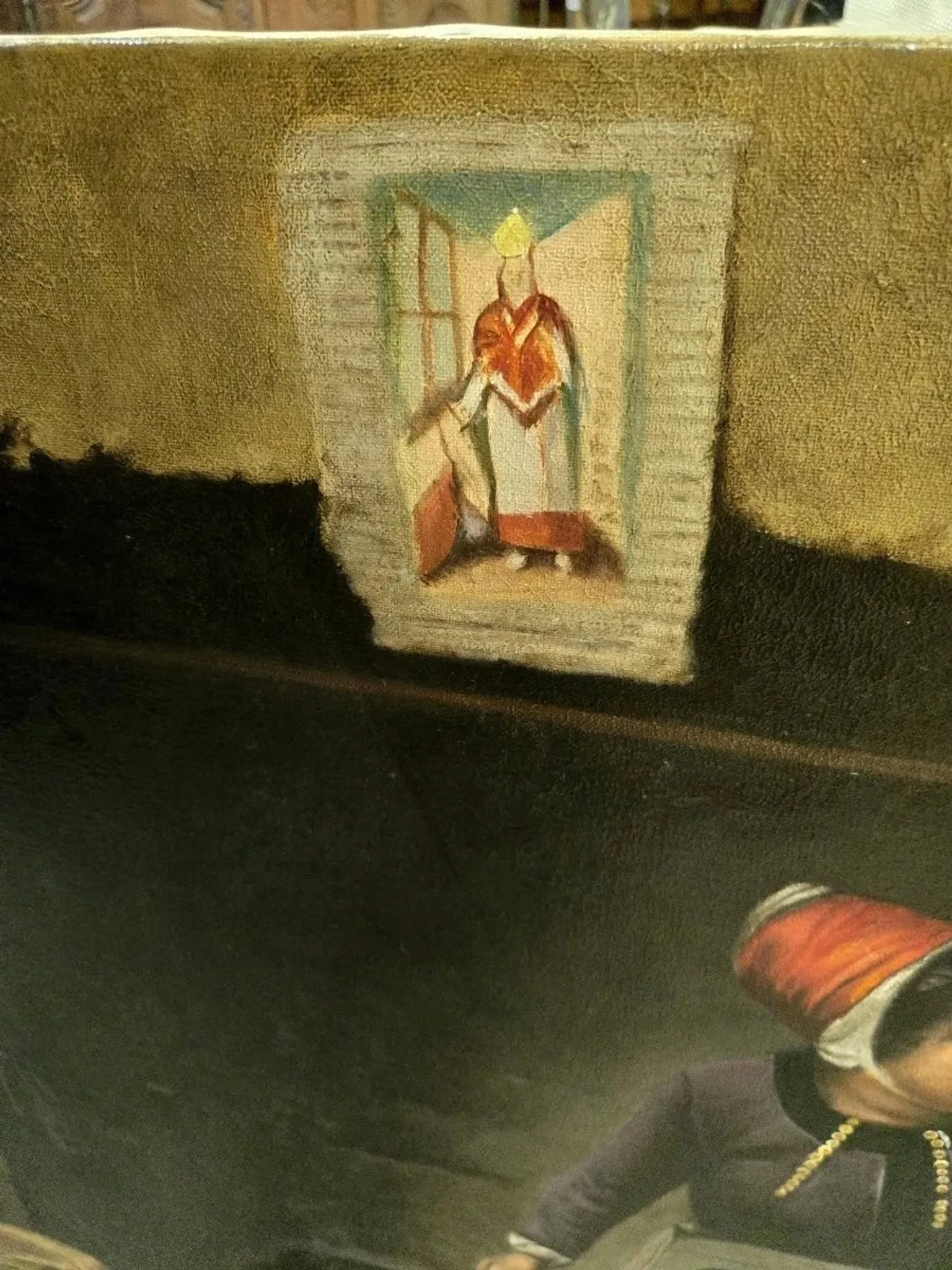 Very large oil on canvas – “La Remontrance” – Signed Valli - 20th century