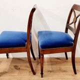 Six chairs in azure blue wood