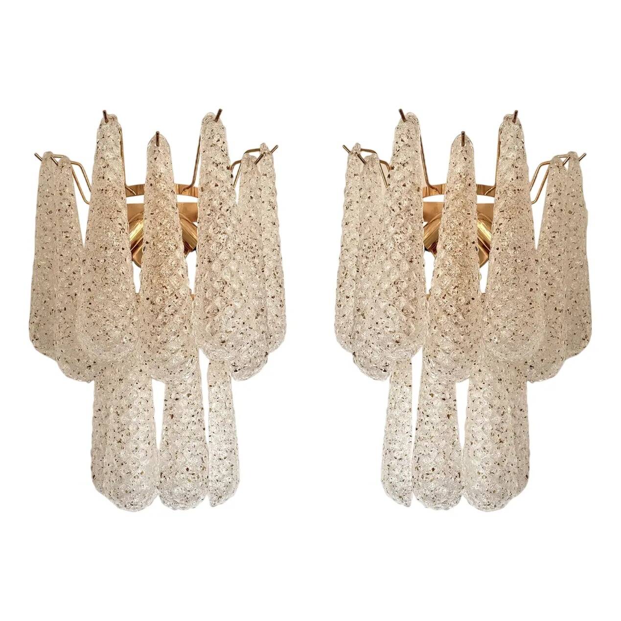Paire d'appliques en verre de Murano doré par Simoeng