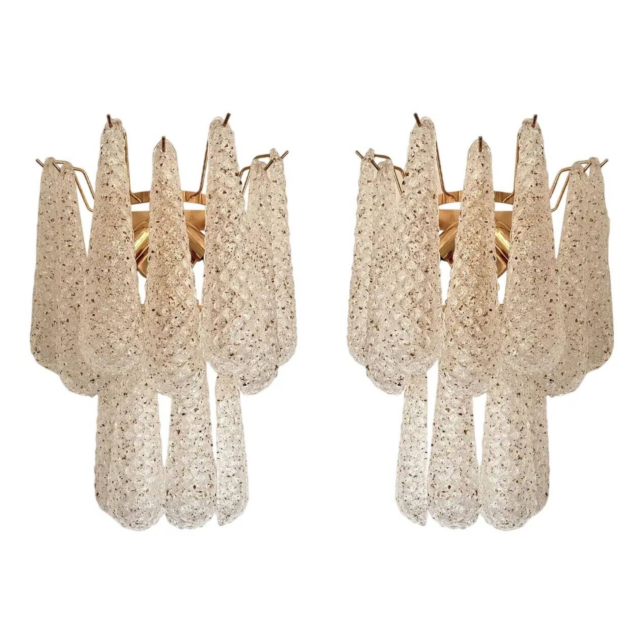 Paire d'appliques en verre de Murano doré par Simoeng