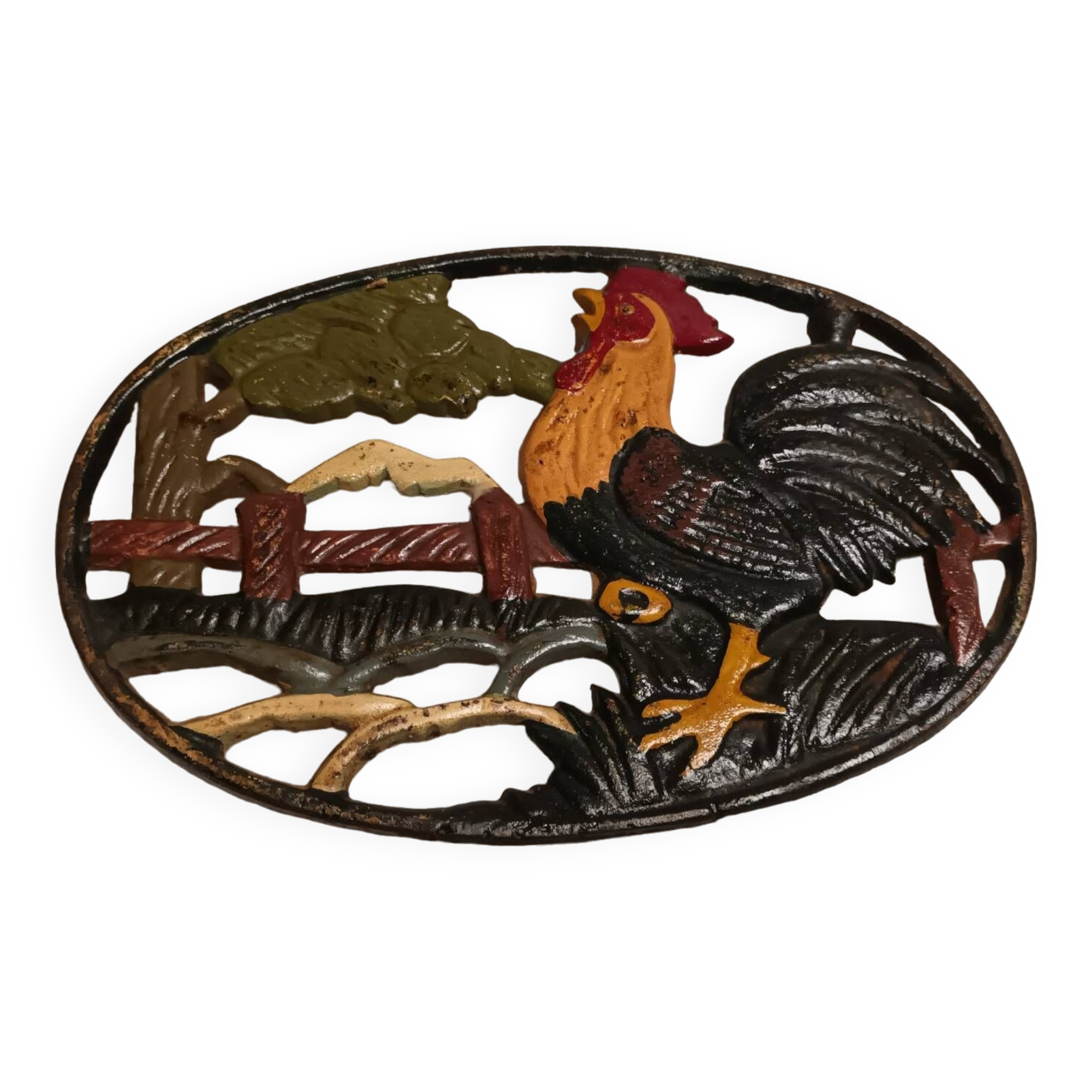 Rooster cast iron trivet