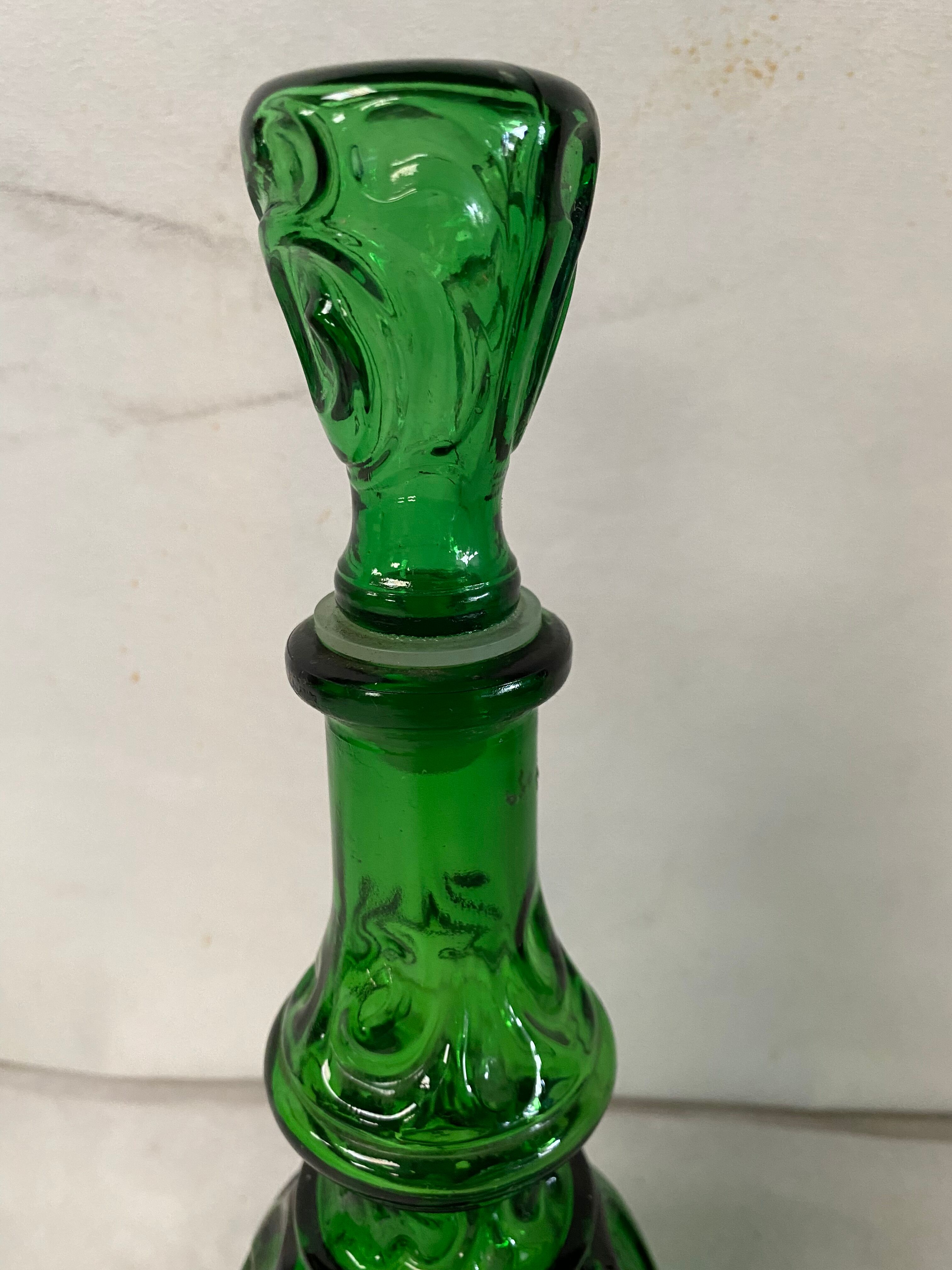 Green glass decanter