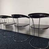 Set of 4 vintage Ursula chairs in black leather, Italian, from Arrben 1980