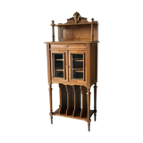 Louis XVI style music cabinet display case in 20th century walnut