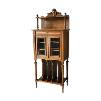 Louis XVI style music cabinet display case in 20th century walnut