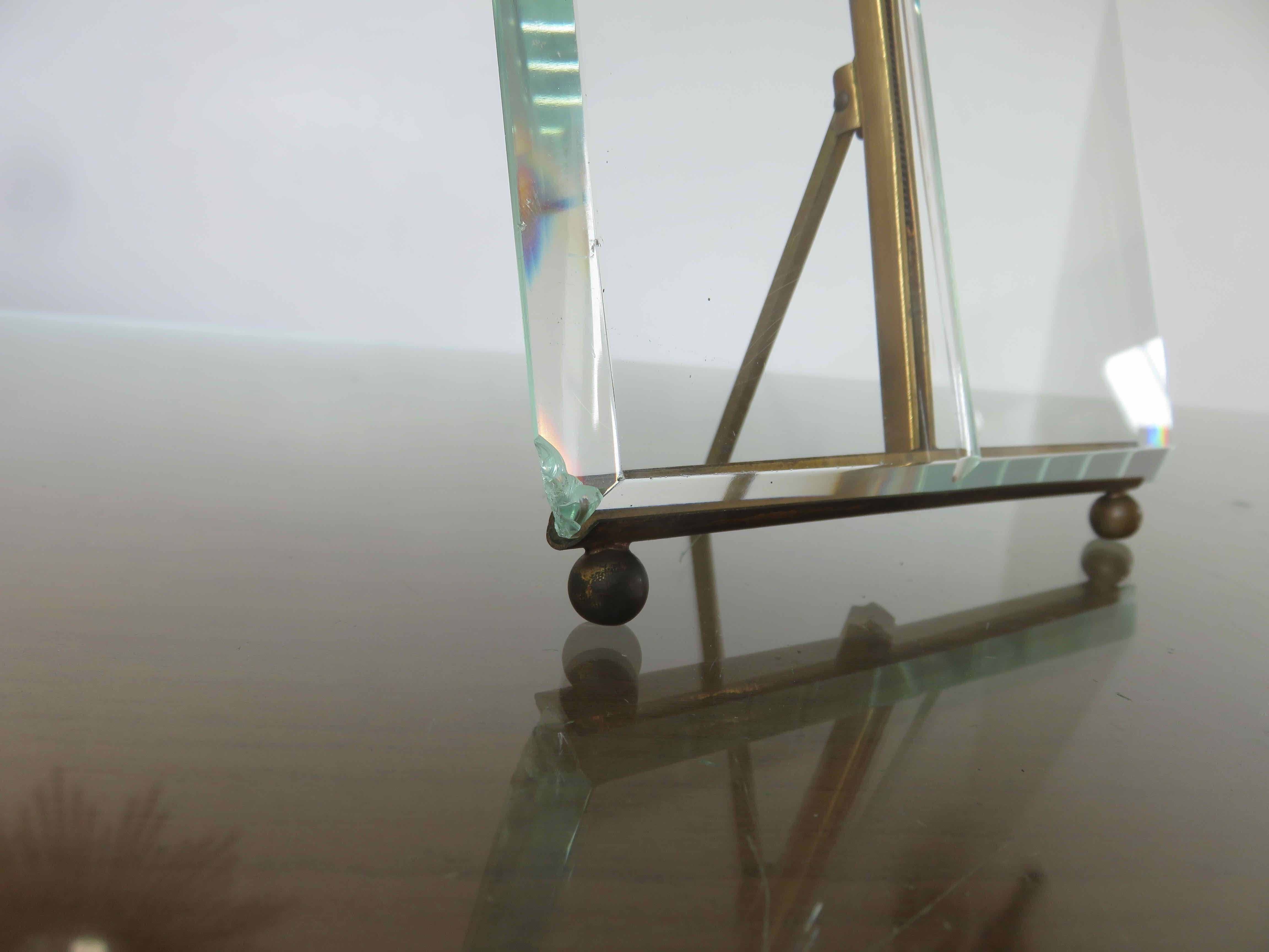 Napoleon III photo frame in brass and beveled glass
