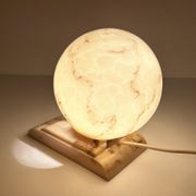 Vintage Art Deco Table Lamp, 40 years, Bakelite Melamine Opaline Marble