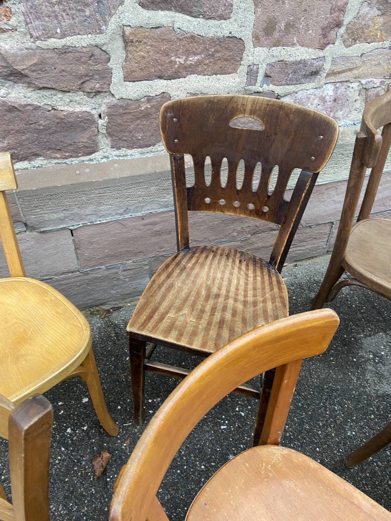 Set of 20 chairs bistro coffee wood curved vintage