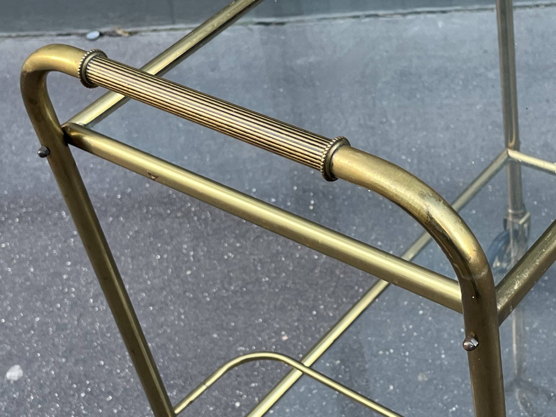 Minimalist solid brass server from the 60s