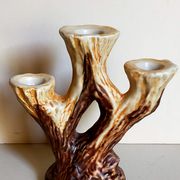 Bougeoir céramique faux-bois années 50