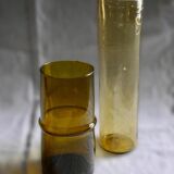 Cylindrical amber glass vase