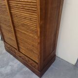 Meuble classeur à rideaux double porte coulissante ancien 1950