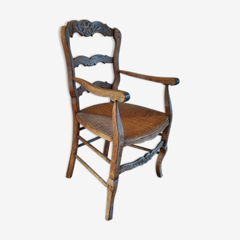 Fauteuil bois et assise paillée