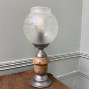 Art Nouveau lamp with engraved glass