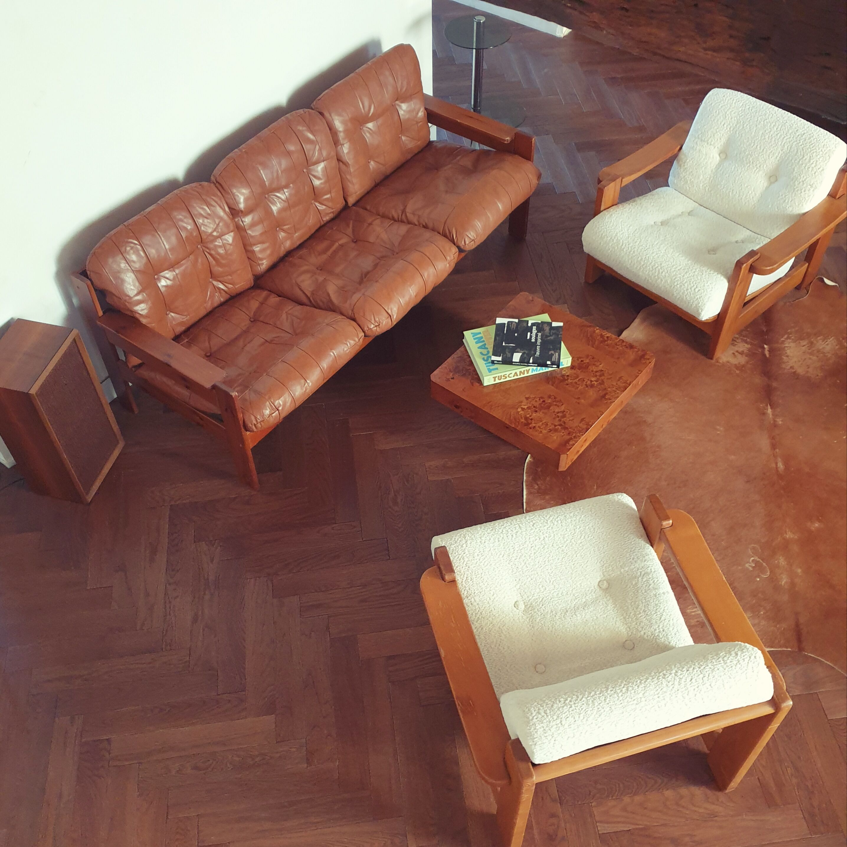 Vintage Danish Scandinavian sofa 3 seater camel leather