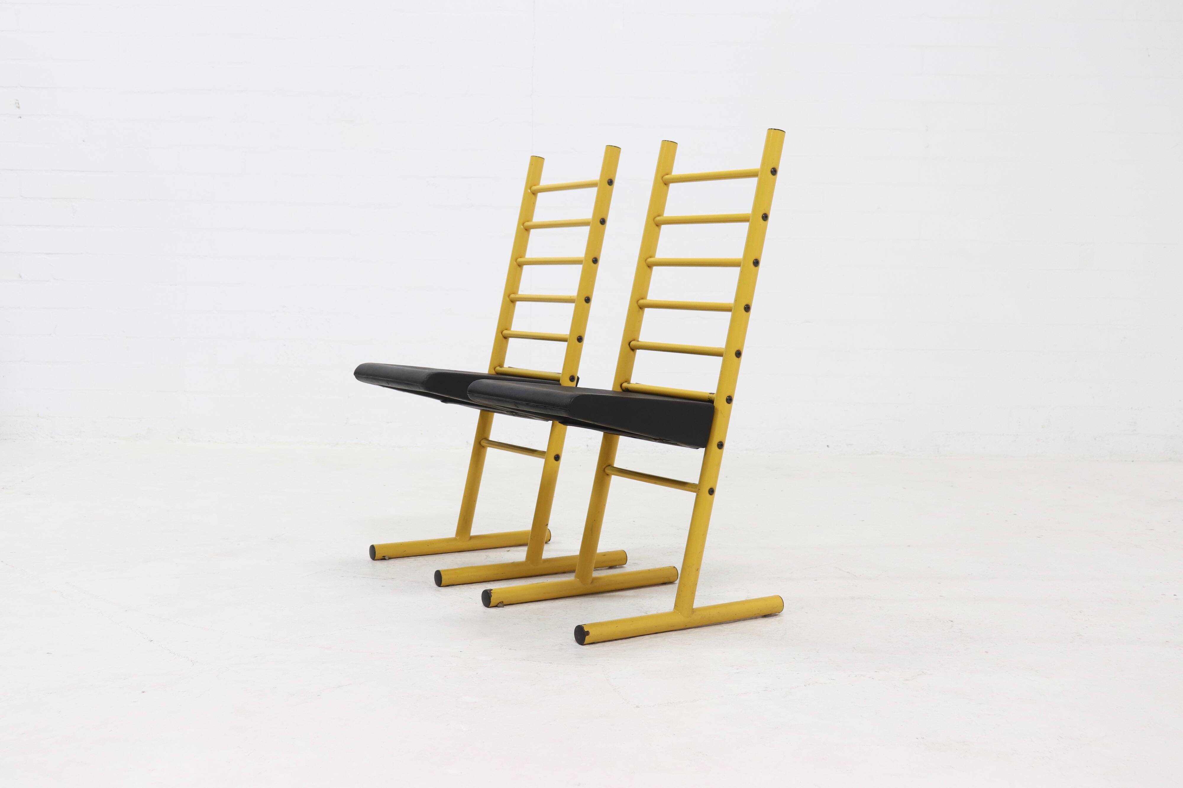 Set of 2 Italian Height Adjustable Chairs or Barstools 1980s