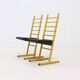 2 tabourets de bar en métal jaune, Italie années 1980