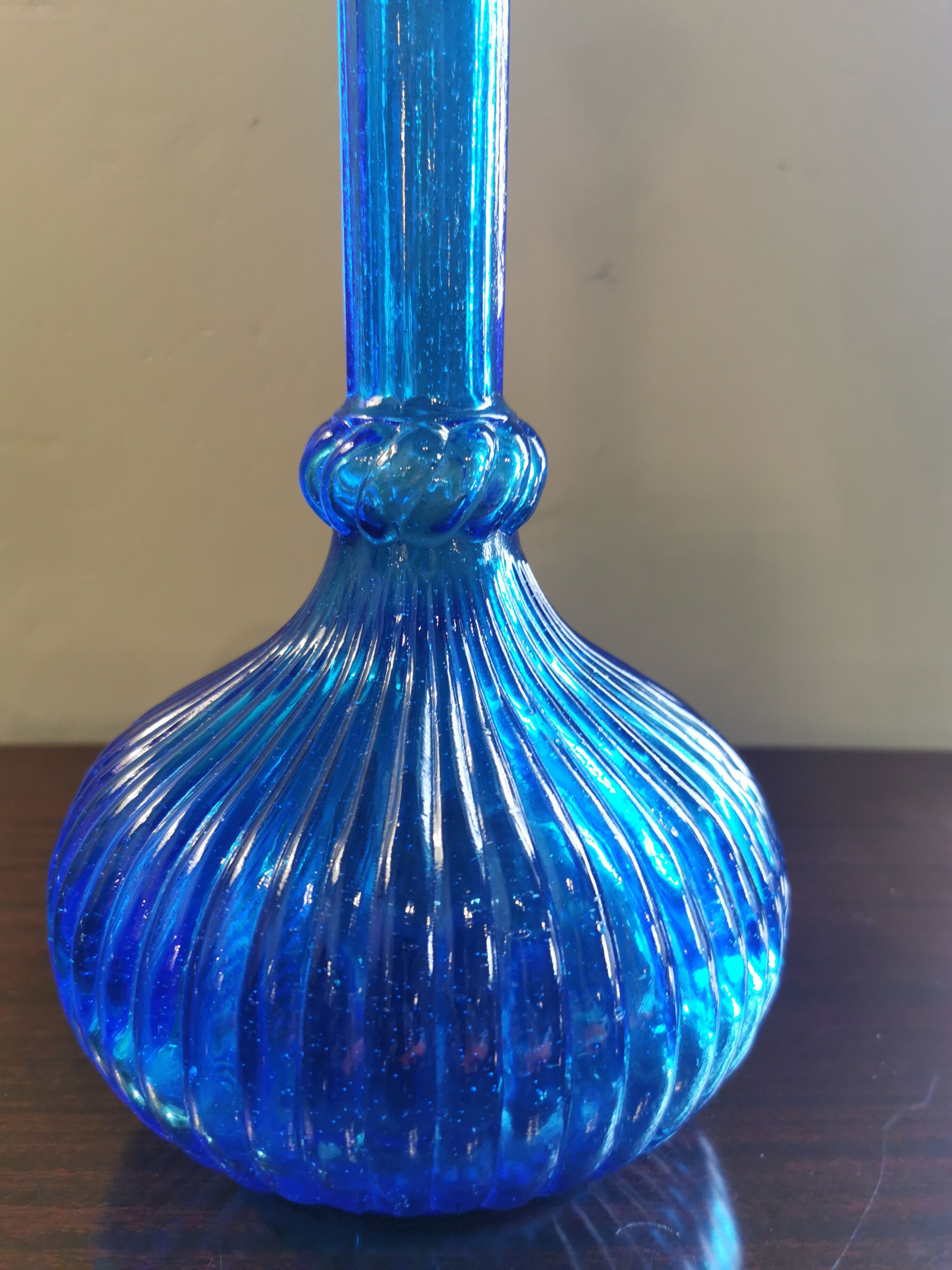 Vintage blue fluted decanter
