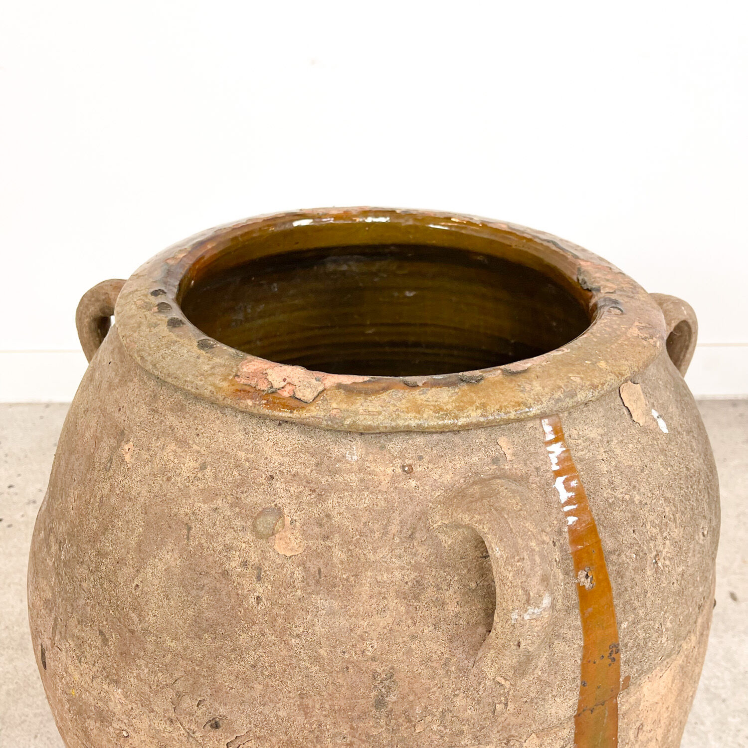 Antique mediterranean spanish terracotta olive jar