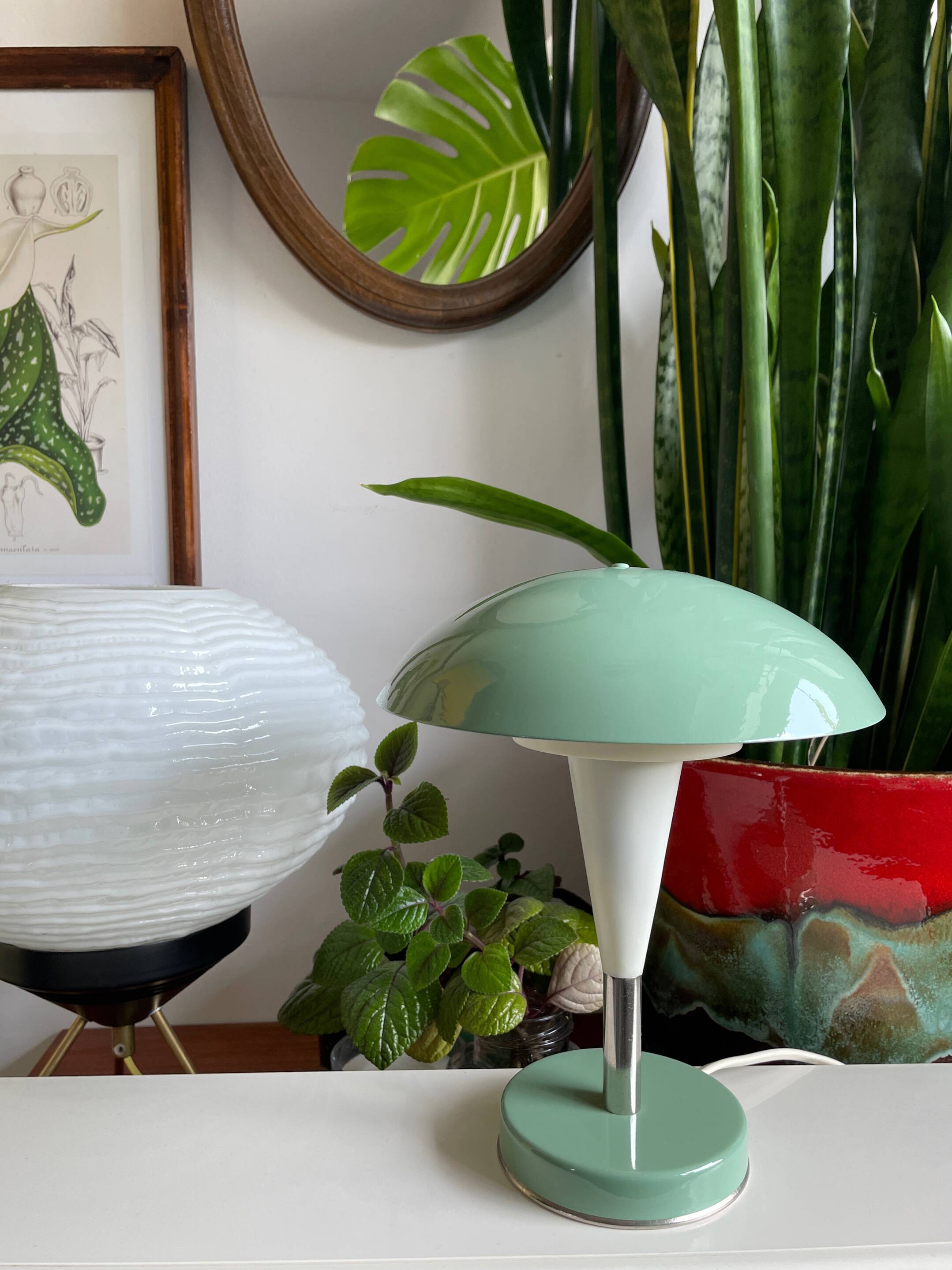 Green mushroom lamp, type Ln-8, Zaos, 1970s