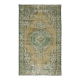 Vintage Turkish Carpet Floral Medallion Beige Green 280 x 166 cm