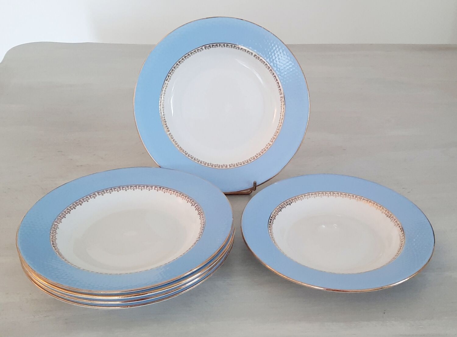 Hollow earthenware plates Café Gilbert by Moulin des Loups Vintage