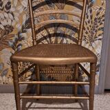 Napoleon III style chair known as the Opera model in worked wood and cane on restored seat 1850
