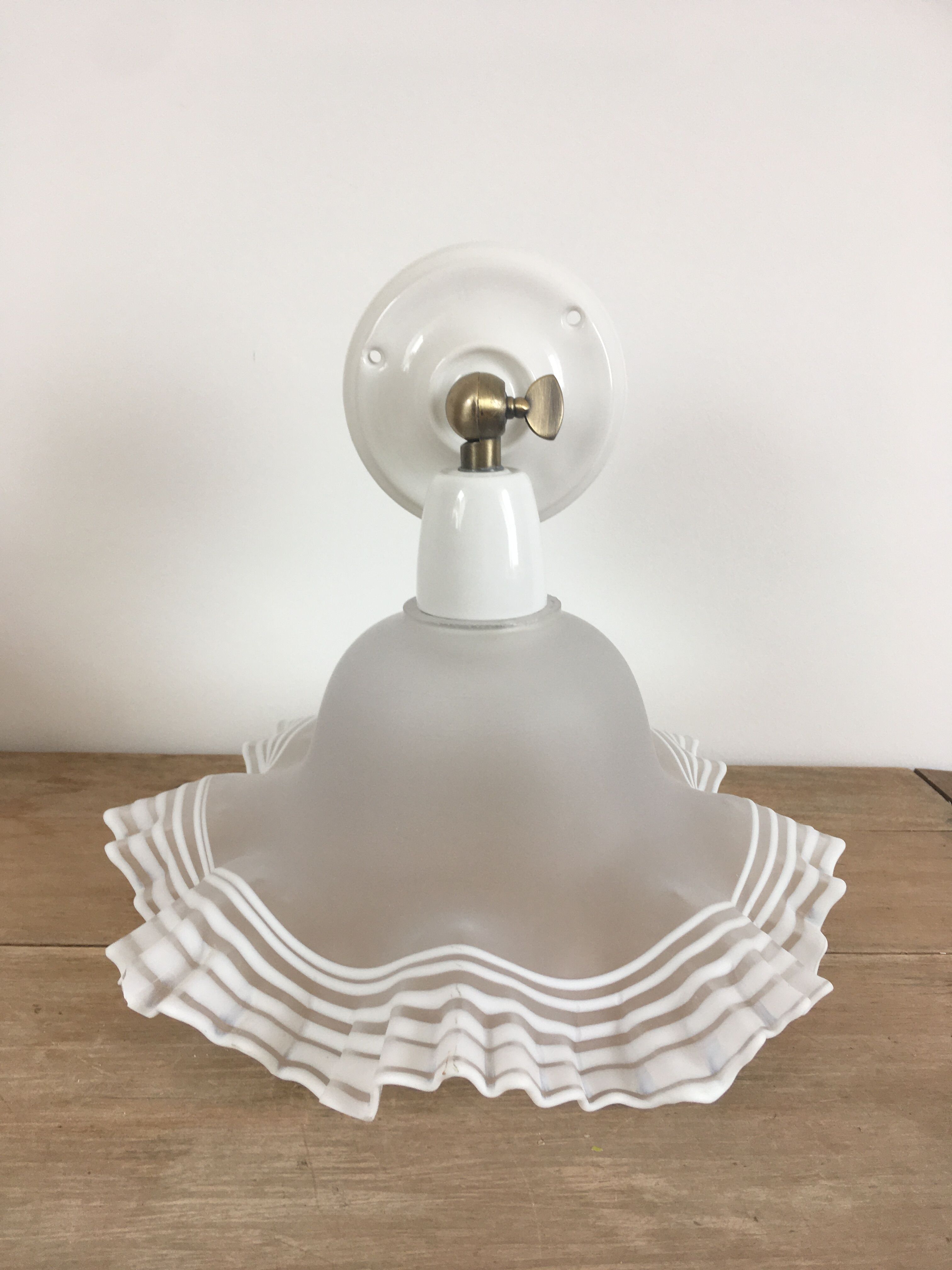 Tulip wall lamp glass collar and porcelain base
