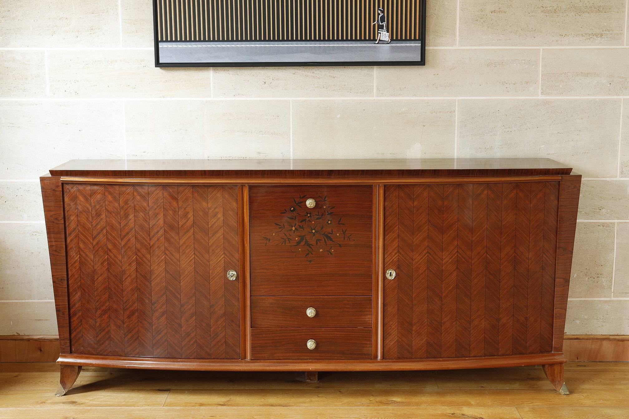 Rosewood and rosewood sideboard in the style of Jules Leleu