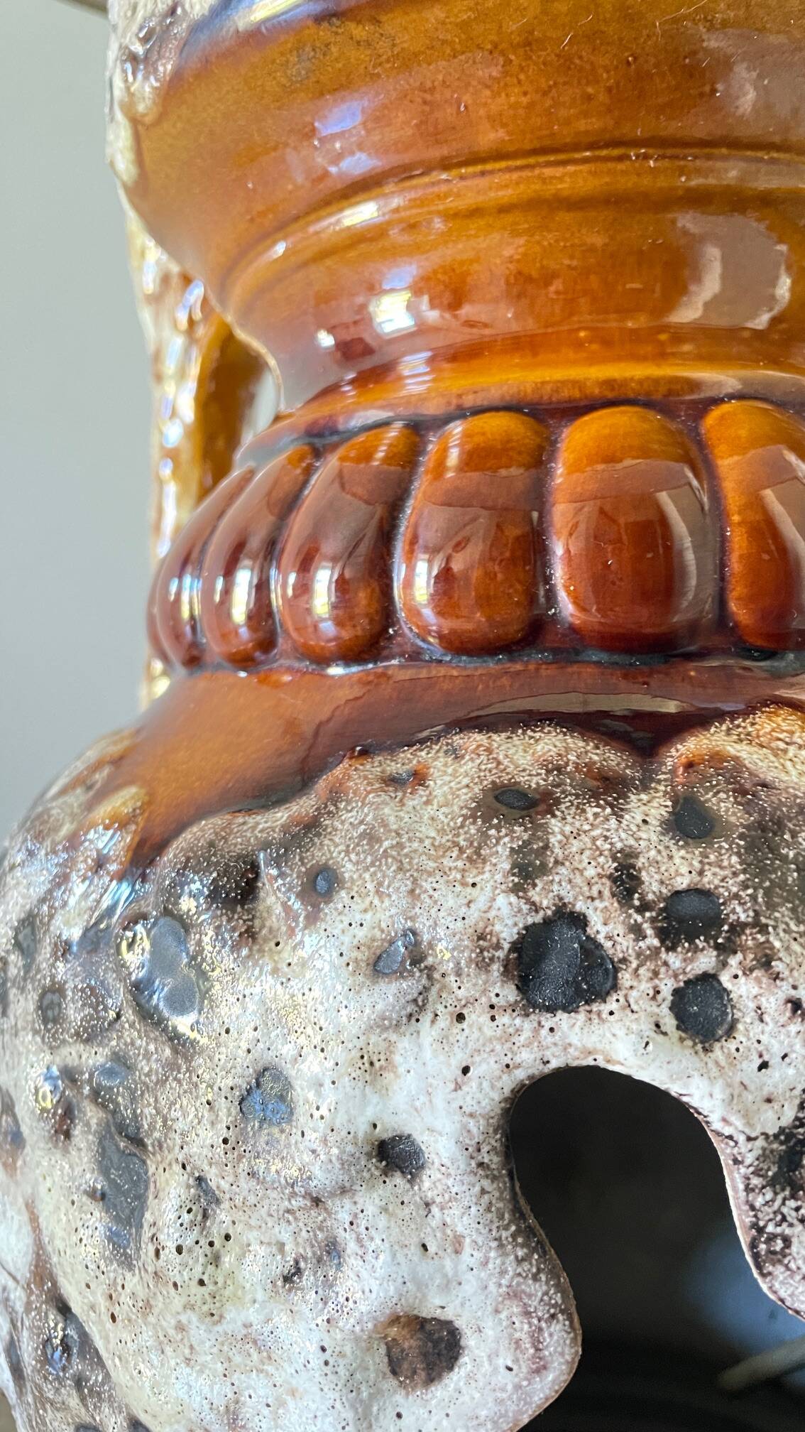 Lamp ceramic fat lava double lighting 70s