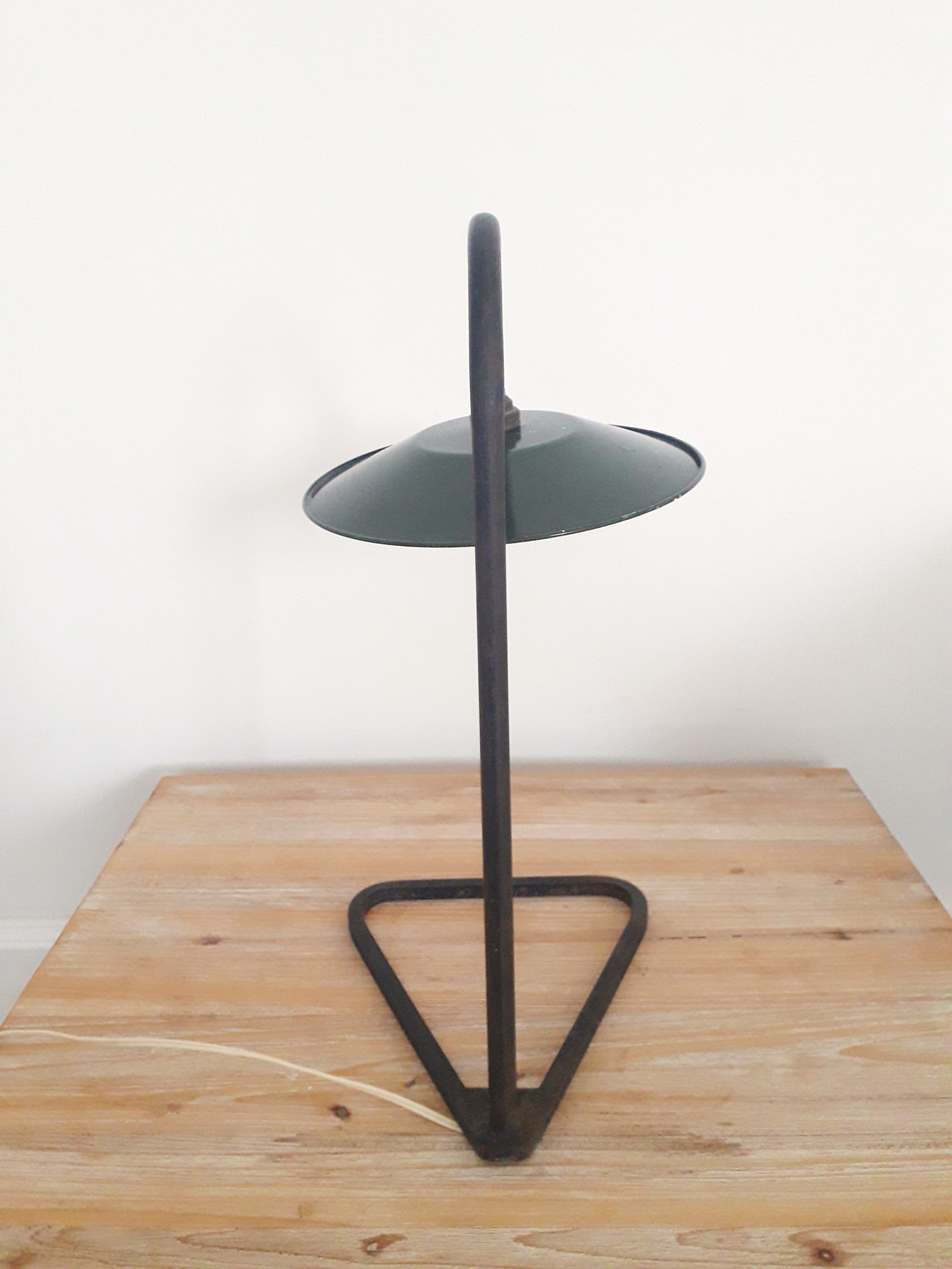 Desk / industrial lamp - Iron Enamelled Sheet Metal Green and White - 1940