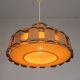 Vintage hanging lamp with rattan shade, palm leaf and fabric, 1970s